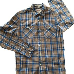 Plaid Men's Levi’s button down vintage ‘90’s  in Blue and Brown